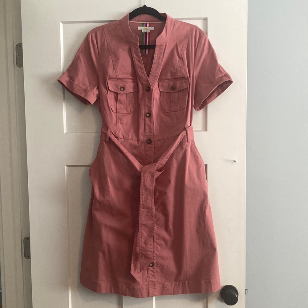 Boden Pink Button Front Shirtdress